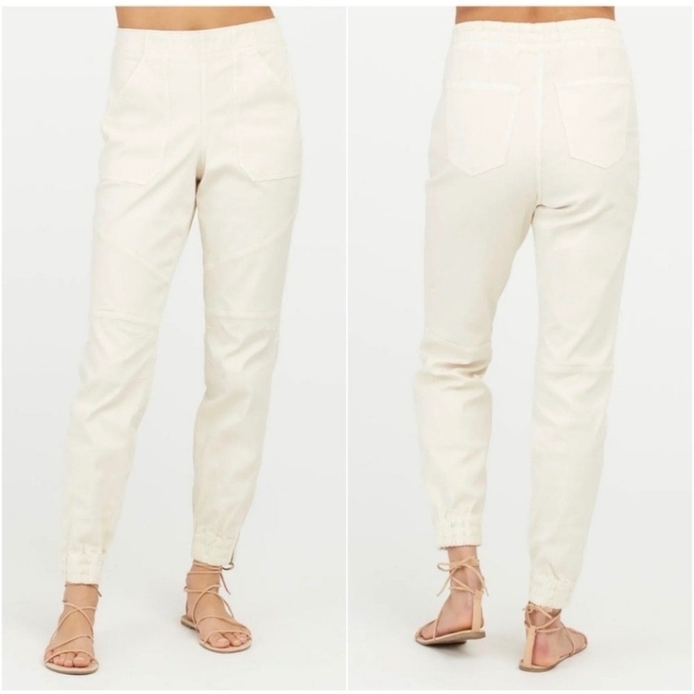Spanx Stretch Twill‎ Ankle Joggers Parchment Cream 20319R Size Large Pants